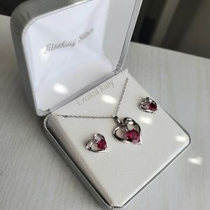 Heart necklace and earrings set